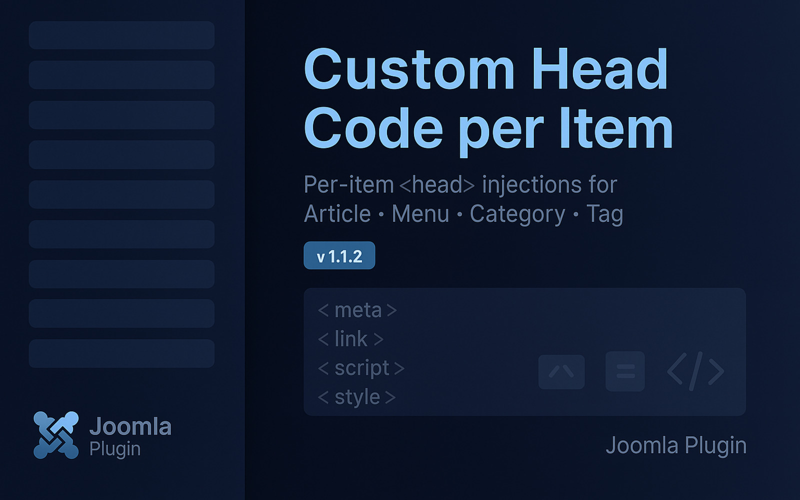 Custom Head Code per Item Joomla Plugin